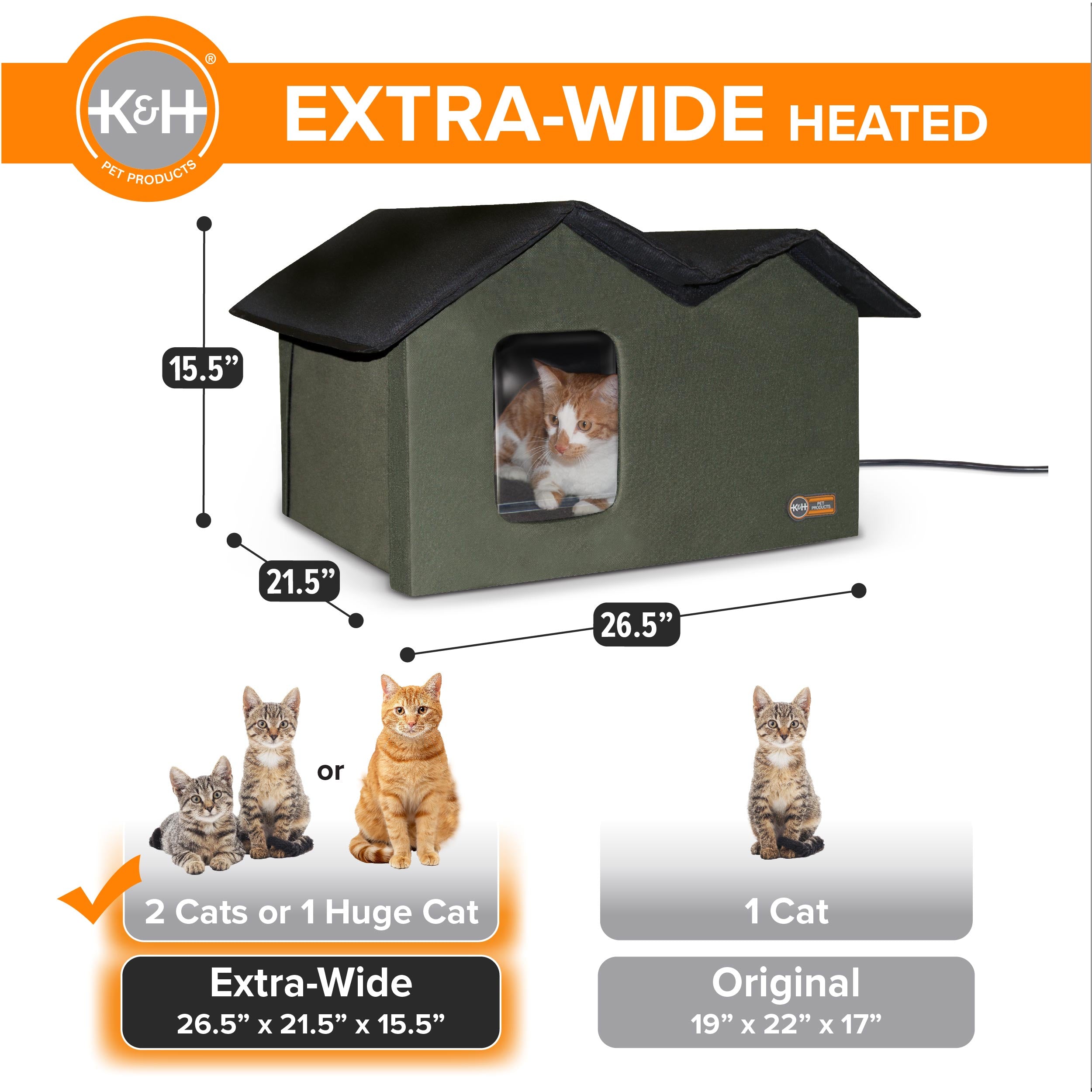 K&H Thermo Outdoor Kitty House Extra Wide (Heated & Unheated) - Image 3